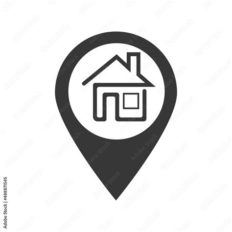 House location icon. Shadow map pointer silhouette symbol. Spot real ...