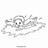 Kid Swimming Coloring Page Free Printable PDF sketch template