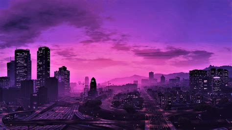 Anime City Background Night Purple - Mike dunne