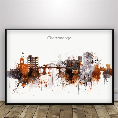 Chattanooga Wall Art, Chattanooga Skyline Poster, Tennessee City Wall ...