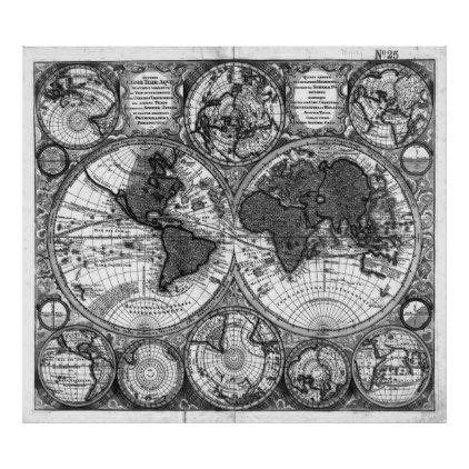 Black and White World Map (1730) Poster | Zazzle