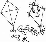 Kite Coloring Pages Drawing Clipart Printable Kids Clip Cliparts  sketch template