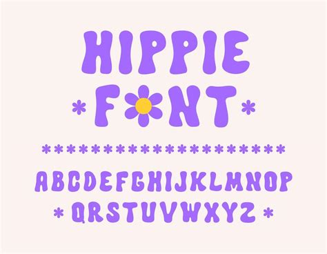 Hippie hand drawn font in style retro 60s, 70s. Trendy psychedelic ...