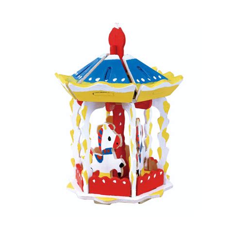 Carousel 3D Wooden Puzzle with Paint Kit