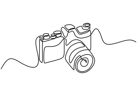 vetor digital da câmera dslr, um desenho de linha única contínua. desenho contínuo de uma linha ...