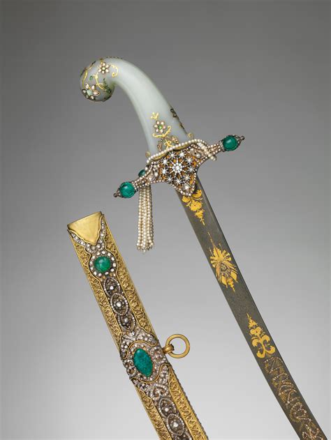 Saber with Scabbard | grip, Indian; guard, scabbard, and decoration on blade, Turkish; blade ...