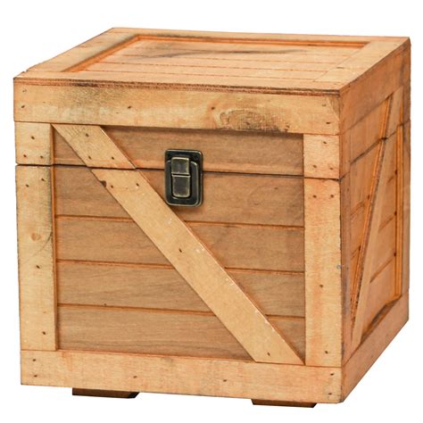 Stackable Wooden Cargo Crate Style Storage Chest, Light Brown - Walmart.com