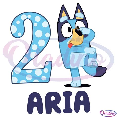 2 Years Old Aria Bluey Bandit Heeler SVG Digital File