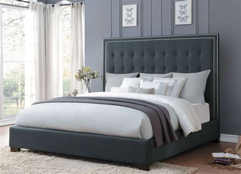 Jervis Dark Grey Cal. King Upholstered Bed from Homelegance | Coleman ...