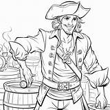 Premium Vector  Pirate With Barrel Of rum coloring Page sketch template