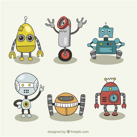 Free Vector | Set of robot drawings