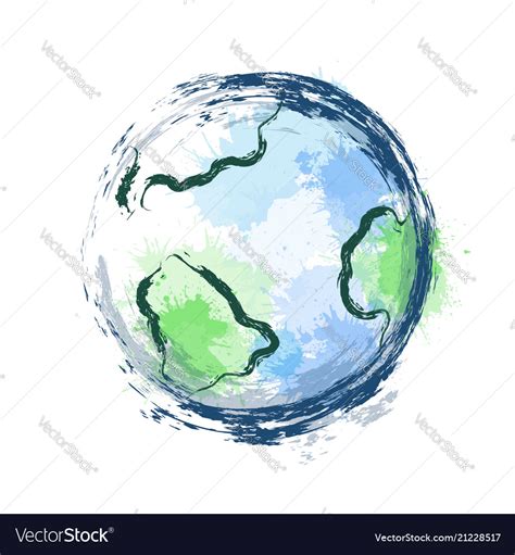 Planet earth with watercolor Royalty Free Vector Image