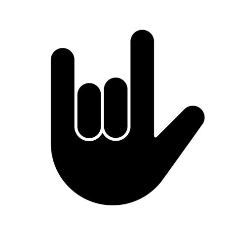 Love you hand gesture glyph icon. Silhouette symbol. Rock on. Horns ...