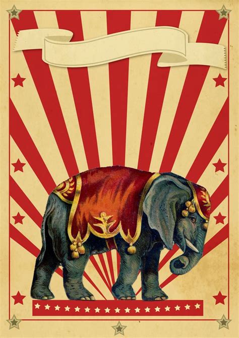 Circus Retro Poster Elephant | Vintage circus posters, Circus illustration, Vintage circus