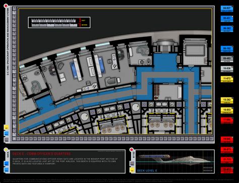 Colored schematic of Communications Officer's quarters; Columbia-class ...