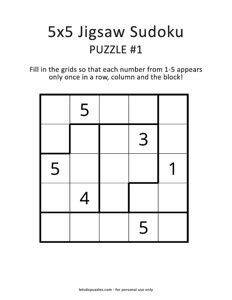 Printable Jigsaw Sudoku Puzzles