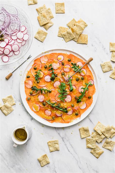 Salmon Carpaccio with Parmesan and Dill Crackers | Cravings Journal