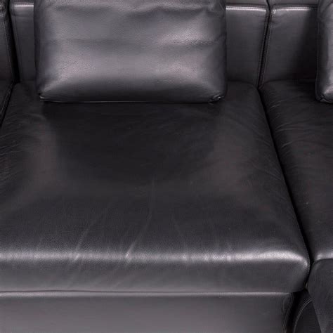 Who's Perfect Leather Corner Sofa Black Sofa Function Couch In Good ...