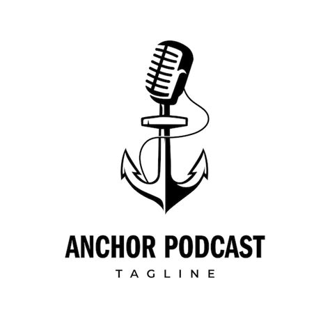 Premium Vector | Retro microphone nautical anchor podcast logo template