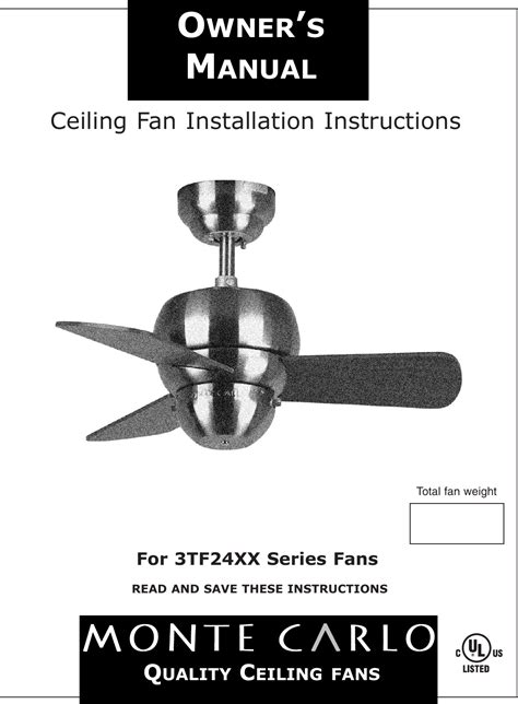 Monte Carlo Ceiling Fan Installation Instructions | Shelly Lighting