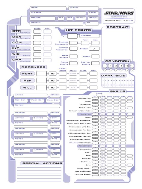 Star Wars Rpg Character Sheet - Fill Online, Printable, Fillable, Blank ...