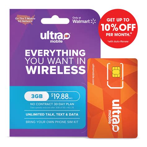 Ultra Mobile 30 Day Wireless Prepaid SIM Card Kit, 3GB Plan - Walmart.com