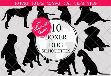 Boxer Dog Silhouette Vector By The Silhouette Queen | TheHungryJPEG