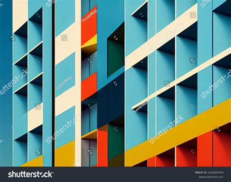 Modern Facade Building Minimalist Architecture Colored Stock ...
