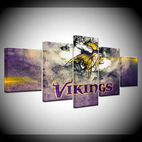 Minnesota Vikings Logo Football – 5 Panel Canvas Art Wall Decor ...