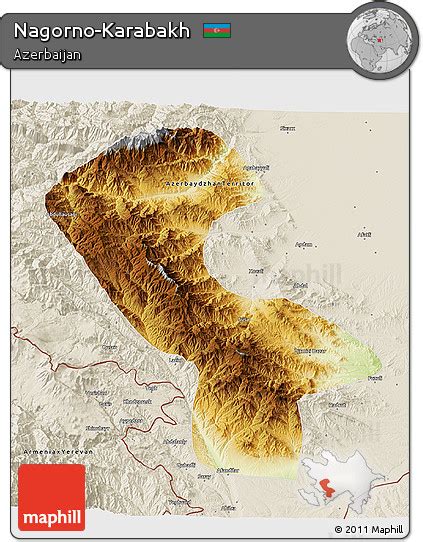 Free Physical 3D Map of Nagorno-Karabakh, shaded relief outside