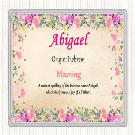 Abigael Name Meaning Drinks Mat Coaster Floral | eBay