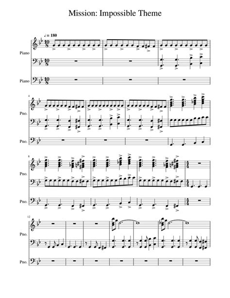 Mission Impossible Theme .-. Sheet music for Piano (Piano Duo ...