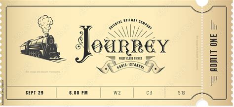 Train ticket template in vintage style. For excursion routes, retro ...