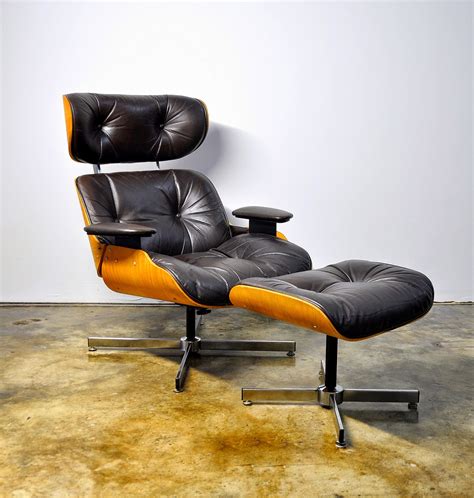 SELECT MODERN: Plycraft Eames Style Leather Lounge Chair & Ottoman