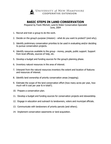 BASIC STEPS IN LAND CONSERVATION