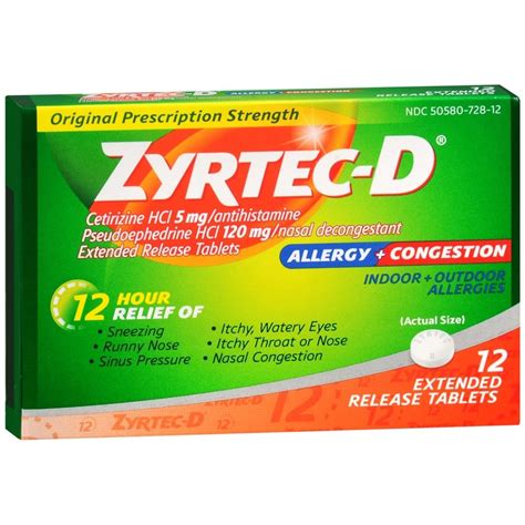 Zyrtec D 12 Hour Allergy + Congestion Extended Release Tablets – 12 TB – Medcare | Wholesale ...