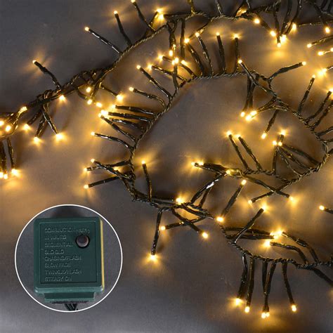 200 Warm White Multi-Function LED Cluster Christmas Lights - 5.75 ft Green Wire | Christmas