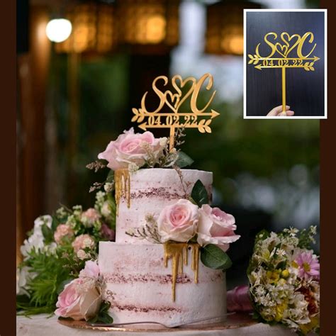 Arrow Cake Topper Couple Initials Cake Topper Wedding Anniversary Cake ...