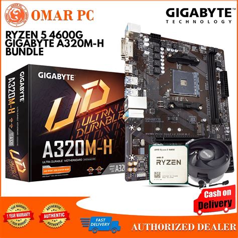 BRANDNEW AMD RYZEN 5 4600G w/fan Tray type/& Gigabyte A320M-H ...