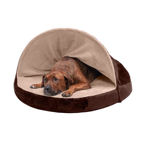 FurHaven Pet Dog Bed | Memory Foam Round Microvelvet Snuggery Burrow ...