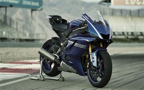 Download wallpapers Yamaha YZF-R6, 2017, 4k, Sports motorcycle, blue ...