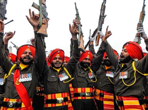 Indian Army's Sikh Regiment personnel during rehearsal for the Republic Day Parade 2024