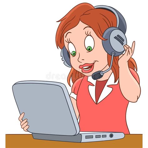 Cartoon Woman Operator of Call Center Stock Vector - Illustration of ...