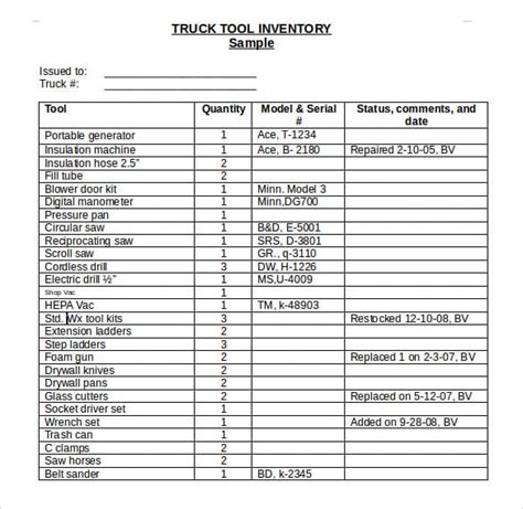 19+ Tool Inventory Templates – Free Sample, Example, Format Download