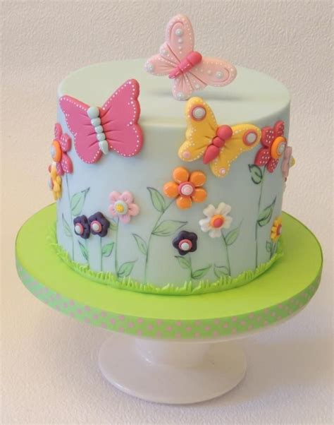 Simple Flowers & Butterflies | Butterfly birthday cakes, Birthday cakes ...