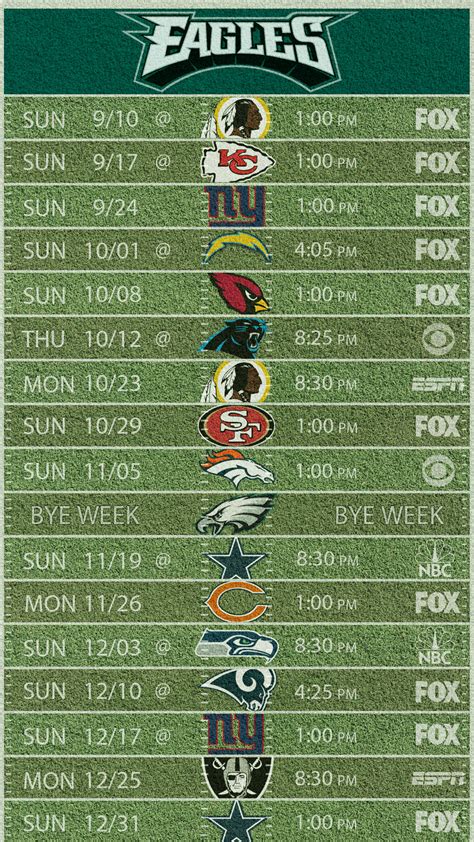 Philadelphia Eagles Season Schedule 2024-2025 - College Football ...