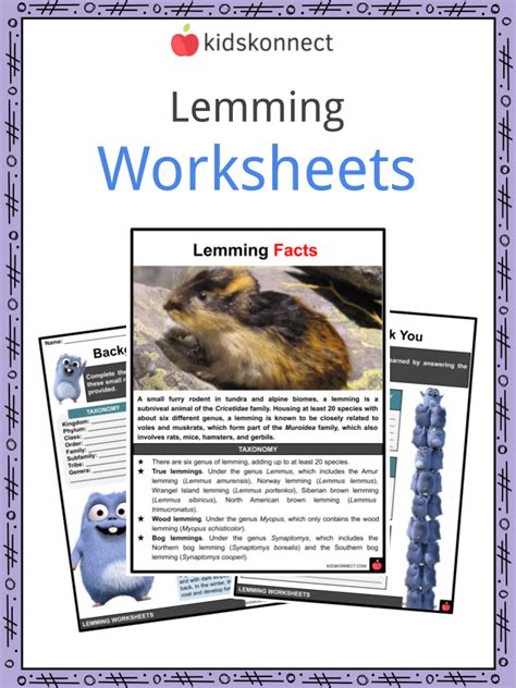 Lemming Habitat, Diet, Behavior, Facts and Worksheets for Kids