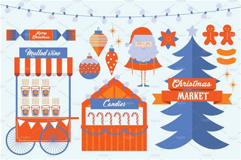 christmas market template vector | Illustrator Graphics ~ Creative Market