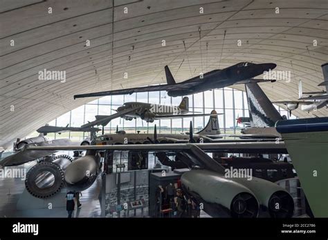 Inside the American Air Museum, Imperial War Museum, Duxford, Cambridgeshire, UK. Lockheed U2 ...