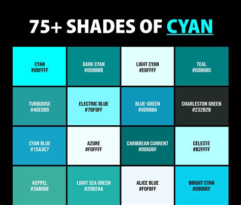 75+ Shades of Cyan Color (Names, HEX, RGB, & CMYK Codes) – CreativeBooster